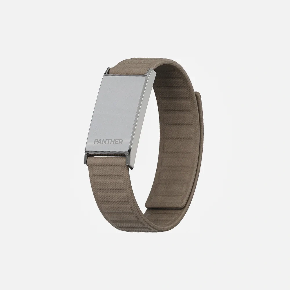 Panther Eclipse Brushed face on Dark Taupe Magnetic Fabric band