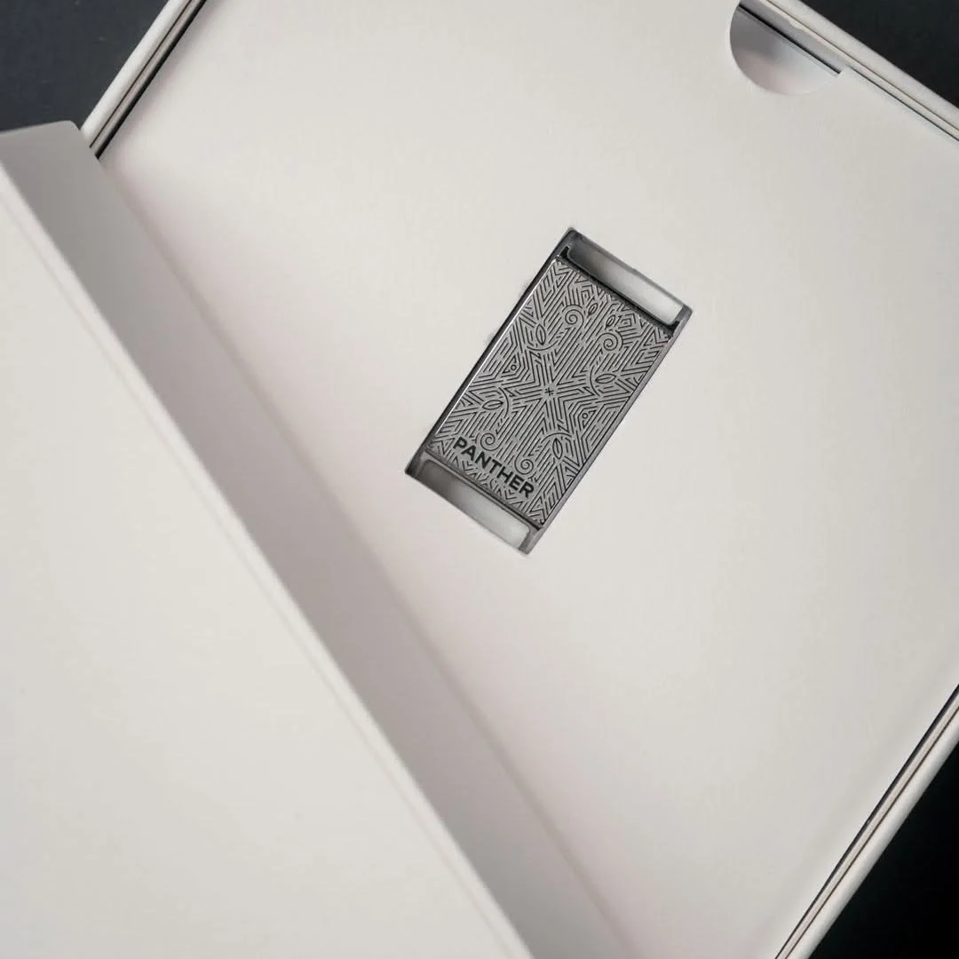 Panther Eclipse in its minimalist white presentation retail packaging
